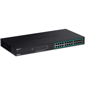 TRENDnet TPE-TG240g 24-Port Unmanaged Gigabit Ethernet PoE+ Switch, GREENnet technology, 370W PoE budget